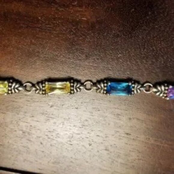 Vintage 80s multicolored gemstone bracelet - Picture 2 of 3